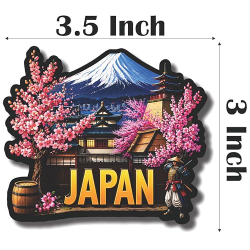 Image of CVANU Japan Country Landmark Theme 2pcs MDF Fridge Magnet - Wooden Travel Souvenir Refrigerator Decorative Collectible Magnet