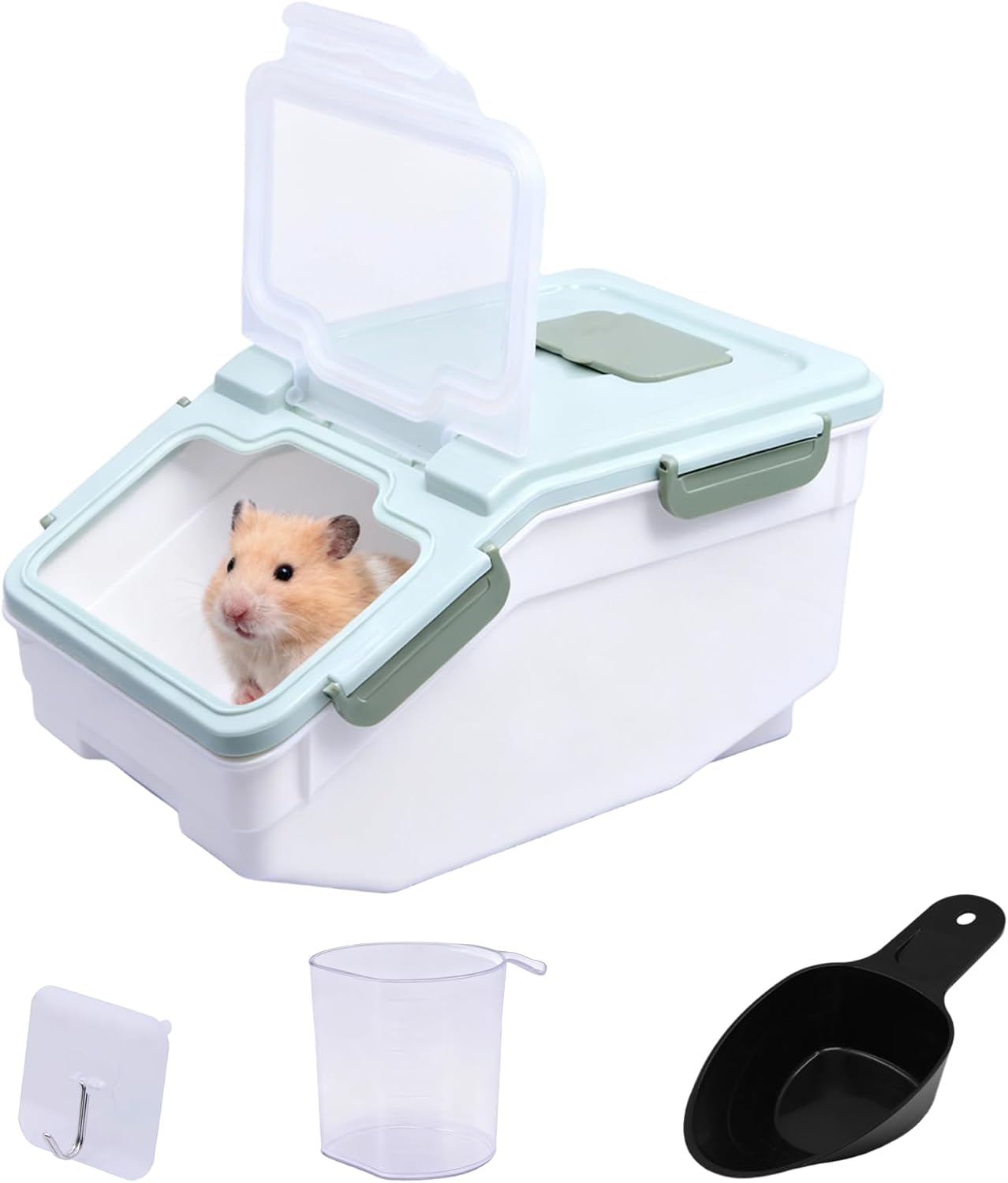 Extra Large Chinchilla Sand Bath Container Kit Plastic Dust Bath House Hamster Shower Room for Hedgehog Guinea Pig Squirrel Small Animals (Green)