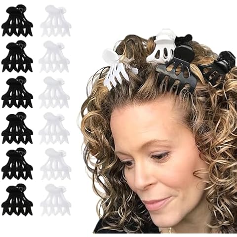Curl Keeper Claw Clips for Thick & Thin Hair, Roller Jaw Clamps (12-Pack) - Wide Teeth Medium Hair Clips for Women Supports & Creates Volume - Hair Styling Accessories are Lightweight & Easy to Clean Cover