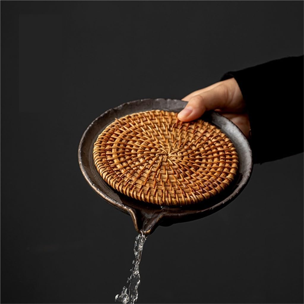 Tea Tray Retro Water Storage Tea Tray Ceramic Household Kung Fu Tea Set Restaurant Teapot Base Tea Trays