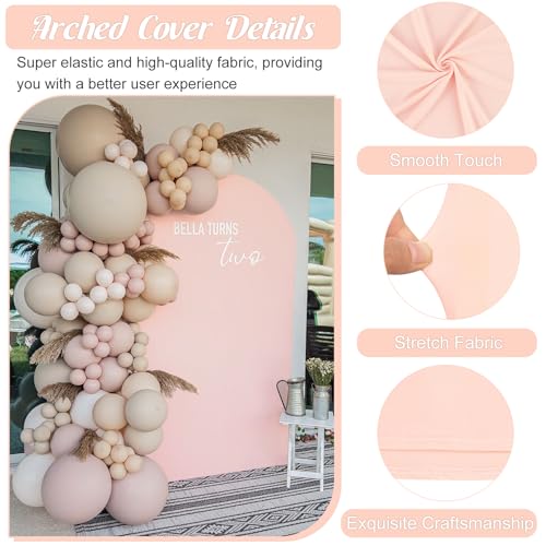 Metal Arch Stand and Cover Set,1 Light Pink Spandex Fitted Backdrop with 1 Gold Wedding Arched Stand Frame for Parties Birthday Baby Shower Bridal Banquet Decoration (7.2FT) by HAISIWLKJ - Used condition - Image 3