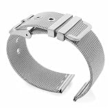 DUEXIOLY Correa de Reloj de Metal Correa de reloj milanesa malla 0,4 mm, 18, 20 y 22, acero inoxidable, con hebilla pasado Para hombres(Silver,22mm)
