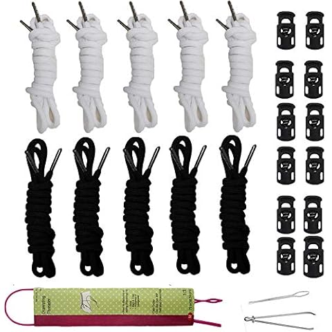 Joycoco 12 Pack Replacement Drawstrings for Sweatpants Shorts Hoodies with Drawstring Threaders and Plastic Cord Locks Drawstrings for Jackets Swim Trunks Shoe Laces Tote Bags 51" Long (15-pack) Cover
