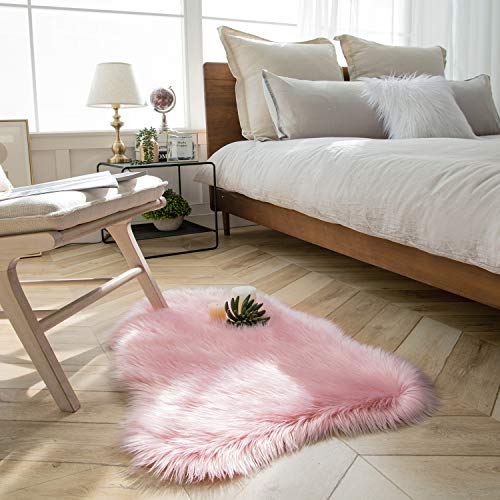 Ashler Faux Fur Rug, Fluffy Shaggy Area Rug Ultra Soft 2 X 3 Feet Sheepskin Fur Rug, Pink Fuzzy Rug Machine Washable Shag Rug, Nursery Decor Throw Rugs For Bedroom, Kids Room, Living Room #TOP1