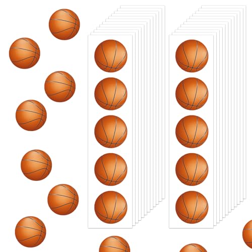 120 Pcs Basketball Stickers Vinyl Basketball Stickers for Water Bottle Kids Girls Boys Sports Ball Decals Waterproof for Basket ball Sports Party Favor Supply Reward Pride Planner Calendar DIY Craft