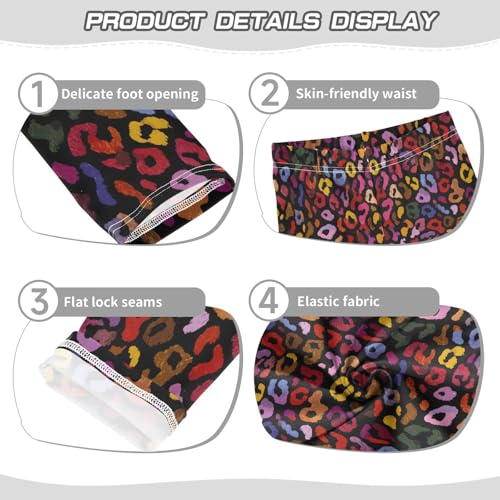 ALAZA Girls' Leggings Children's Yoga Pants Skinny Printed Dance Colorful Leopard Cheetah Comfortable 4T2