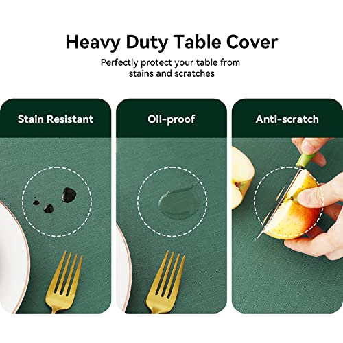 Image of Romanstile Christmas 100% Waterproof PVC Tablecloth, Rectangle Oil Spill Proof Stain Resistant Vinyl Table Cloth, Wipe Clean Plastic Table Covers for Kitchen /Dining /Parties - 60 x 84 Inch, Dark Green