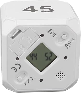 Fabater Kitchen Timer Cube Flip Timer Portable 5 15 25 45 Minutes Adjustable Modes Mute Switch Timer for Exercise Work Kitchen (White)