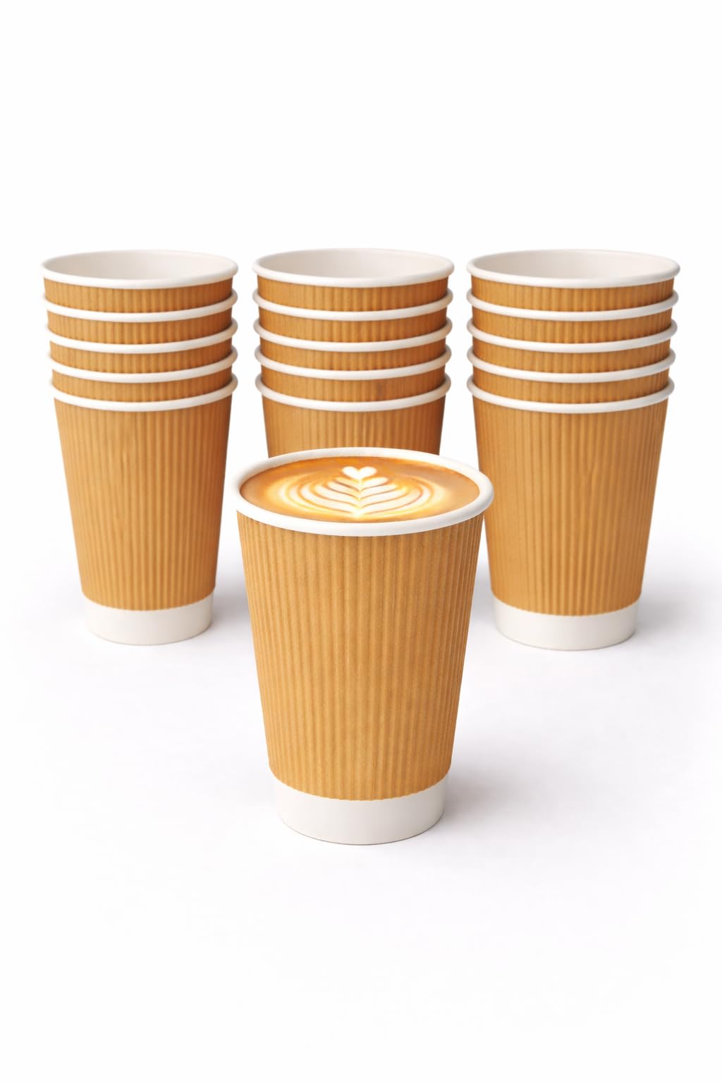 Elite® 12oz Ripple Triple Wall Coffee Cups – Brown Insulated Chai & Tea Cups for Hot Drinks – Disposable Takeaway Cups for Café, Office & Events (No Lids, 100)