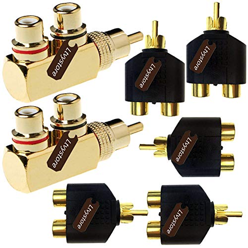 Adaptador Divisor RCA Macho a 2 Hembras Ángulo Recto Pack 7 miniatura 1