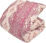 昭和西川 上質羽毛布団 ダブル 羽毛量1.6kg ピンク柄 (ホワイトダウン90% パワー370dp以上) 花粉フリー加工 ダニ防止 抗菌防臭加工 SEKマーク取得 オリーブオイル柔軟加工 ダウンプルーフ ソフトタッチ加工 日本製 CH9025