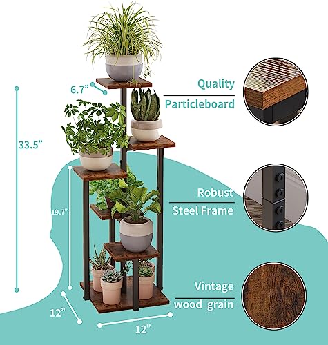 Vondream 5 Tier Plant Stand Indoor, Tiered Plant Stands For Indoor Plants Multiple, Corner Flower Stand For Living Room, Multi-Layer Vintage Design Plant Shelf #TOP5