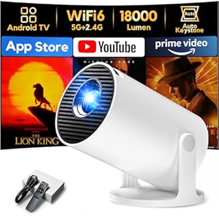 [Apps integrate] Proiettore Portatile, AKIYO 2026 Upgraded O2 Proiettore 18000 Lumens, Supporta 4K 1080P Auto Keystone WiFi 6 BT5.4, Rotabile 180°, Dual Control Compatibile con HDMI/Phone/Laptop/PS5