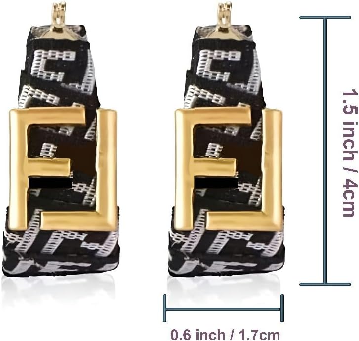 Chic Black and White Alphabet F Fabric Earrings for Women – Lightweight Gold-Plated Geometric Dangle Jewelry - Image 6