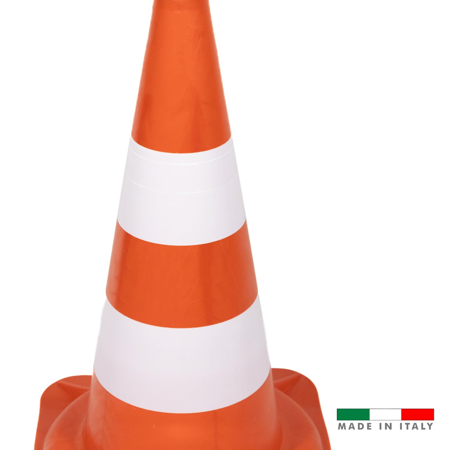 Coni Stradali Segnaletici 50 Cm Riflettenti Set da 10 Spartitraffico Traffico Made In Italy Arancione e Bianco Plastica Resistente Delimitatori Cono Parcheggi Cantieri Sicurezza