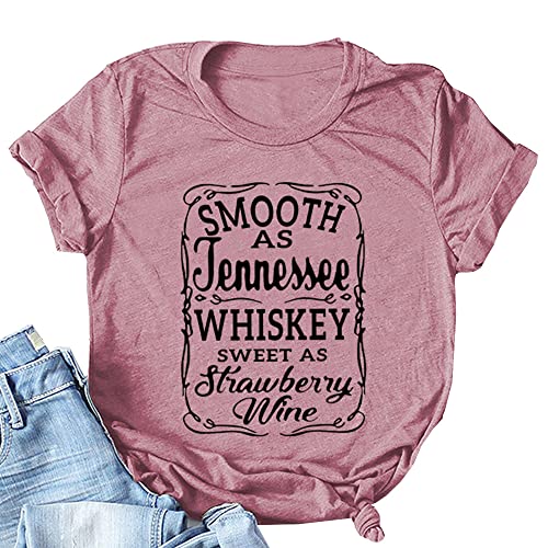 Frauen Shirts glatt wie Tennessee Whiskey süß wie Erdbeere Weindruck Sommer Mode Tees Tops, rose gold, Klein Cover