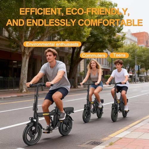 WERHY Electric Bike for Adults, 500W Motor, 20 MPH Max Speed Folding Ebike, 14" Electric Bicycles, Max 20/30 Miles Range (Pedal Assist Mode), Mini E Bikes - Image 7