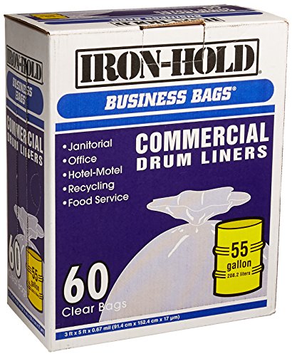 Berry Plastics iron-hold business bags commercial drum liners 60 ct 55 gallon