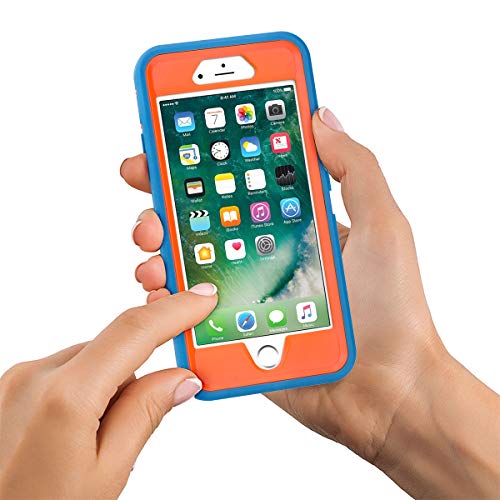 Cafewich Iphone 6/6S Case Heavy Duty Shockproof High Impact Tough Rugged Hybrid Rubber Triple Defender Protective Anti-Shock Silicone Mobile Phone Cover For Iphone 6/6S 4.7"(Blue Orange) #TOP6