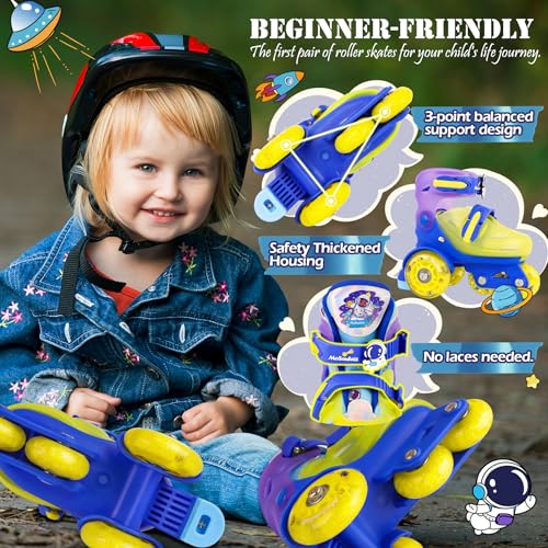 MoSoulais Astronaut Kids Roller Skates Adjustable Toddler Roller Skates with Light Up Wheels Kids Skates Birthday Boys Gift for Youth Children Beginner Ages 3 4 5 by MoSoulais - Image 2