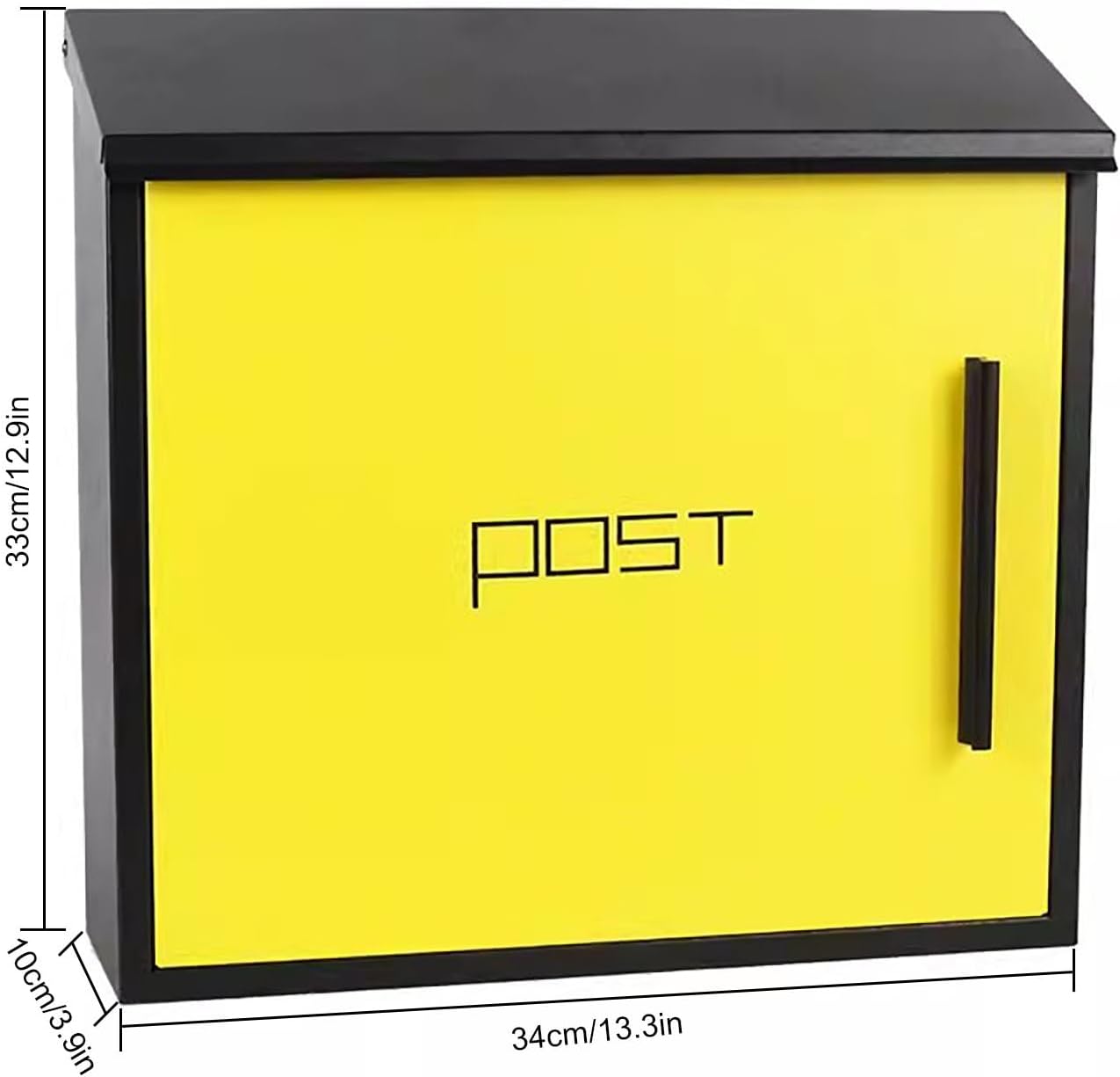 Outdoor Mailbox,Mailbox,Stainless Steel Wall-Mounted Mailbox,Large Capacity Mailbox with Key Lock,Mailboxes & Accessories,12.9 * 13.3 * 3.9in (Yellow)
