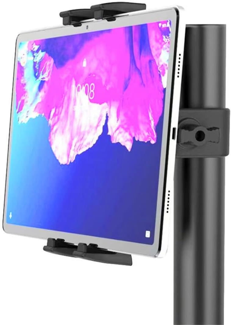 Bike Tablet Holder Cell Phone Mount Exercise Bike Handlebar Mount Stationary Bicycle Motorcycle Treadmill Microphone Stand Compatible with iPad Pro 12.9, Air, Mini, Galaxy Tabs, iPhone (4.7-12.9")