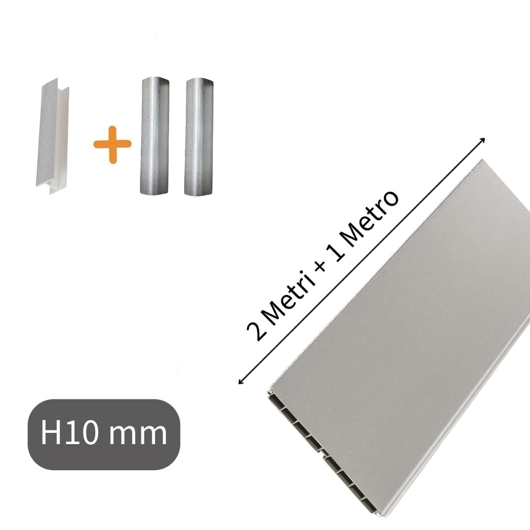 Set Zoccolo Cucina 3 Metri in PVC – 2 Angoli + 1 Giunzione | Altezza 100/120/150 mm | 6 Colori Disponibili (INOX, H100 mm)