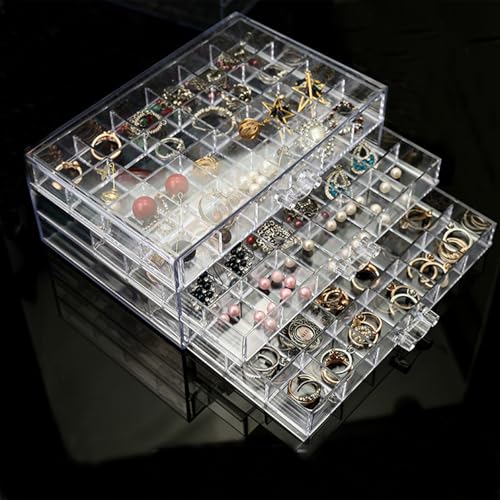 Boîte à bijoux plastique transparent avec 72 compartiments pour boucles - 3