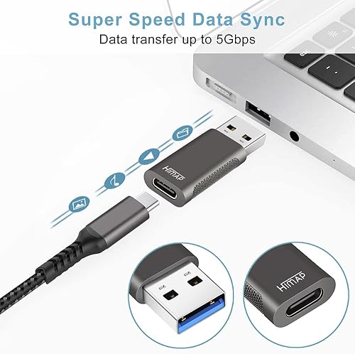 Miniatura 7 de Paquete de 4 adaptadores USB C a USB, 2 adaptadores USB-C a USB-A y 2 adaptadores USB-A a USB-C hembra Transferencia de datos SuperSpeed y carga