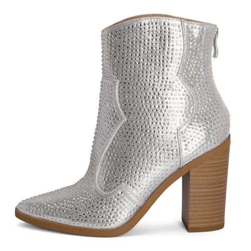 Chariot & Co Wyatt Sparkly Cowgirl Boots for Women – Silver, Gold, Black Western Ankle Booties with Rhinestones – Bedazzled Cowboy Boots 3.25” Heel2