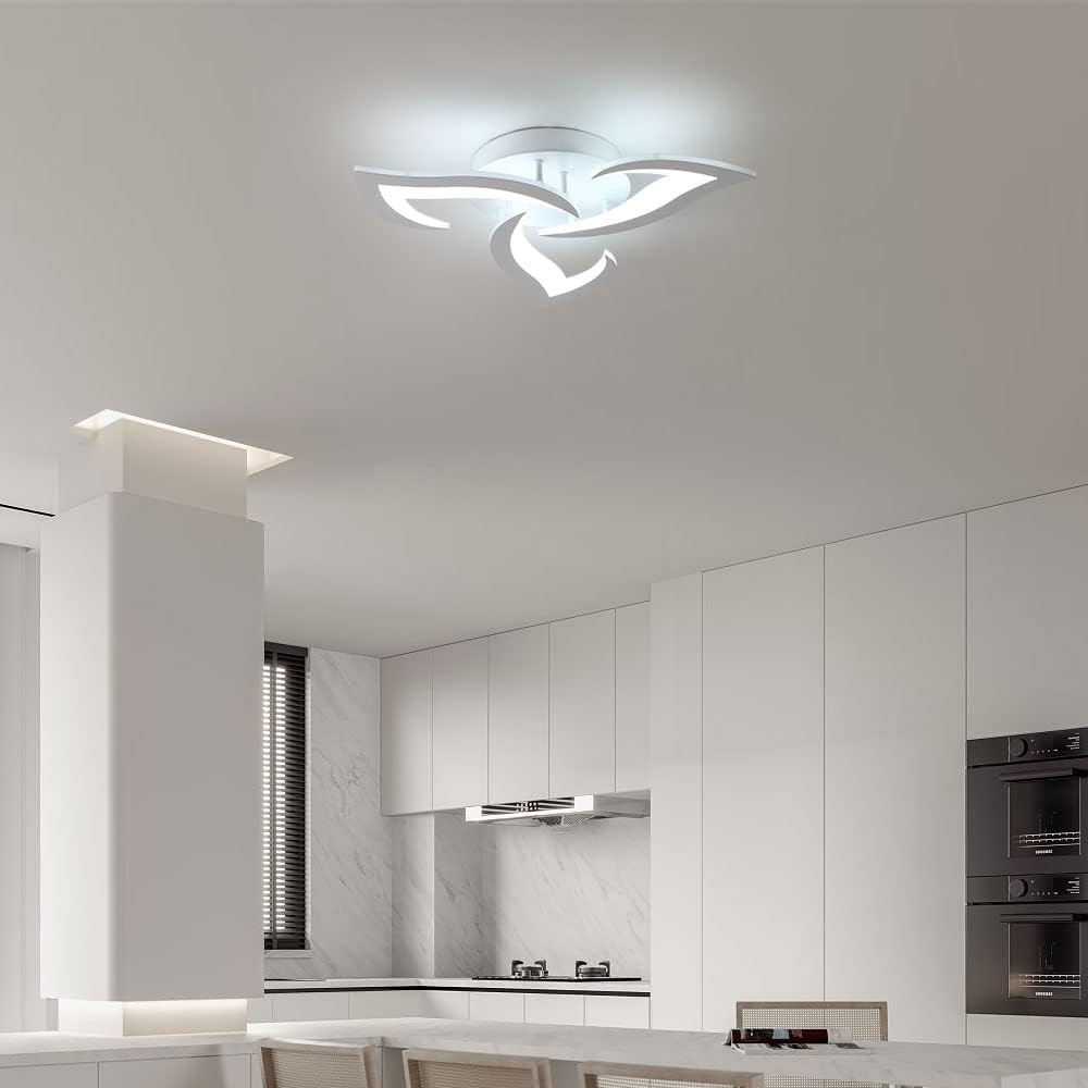 Plafonnier Led Moderne, 36W Blanc Créatif Pétales Design | 6500K Blanc Froid Luminaire Plafonnier, Lampe de Plafond en Acrylique pour Chambre, Salon, Salle à Manger, Cuisine, Couloir
