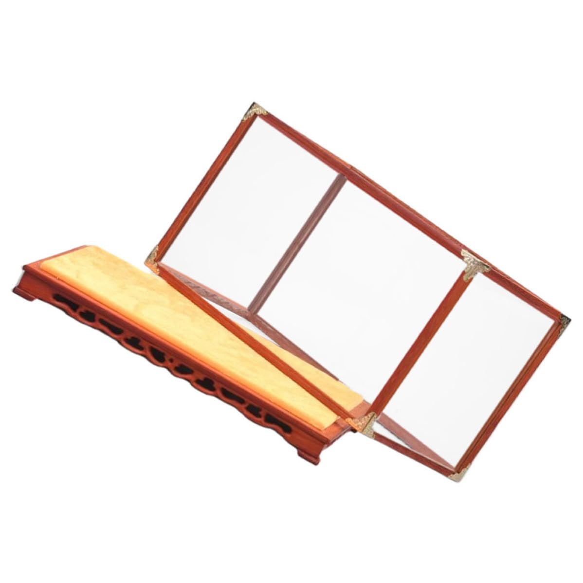 Boîte de rangement rectangulaire transparente BETOOKY en bois pour statues de Bouddha