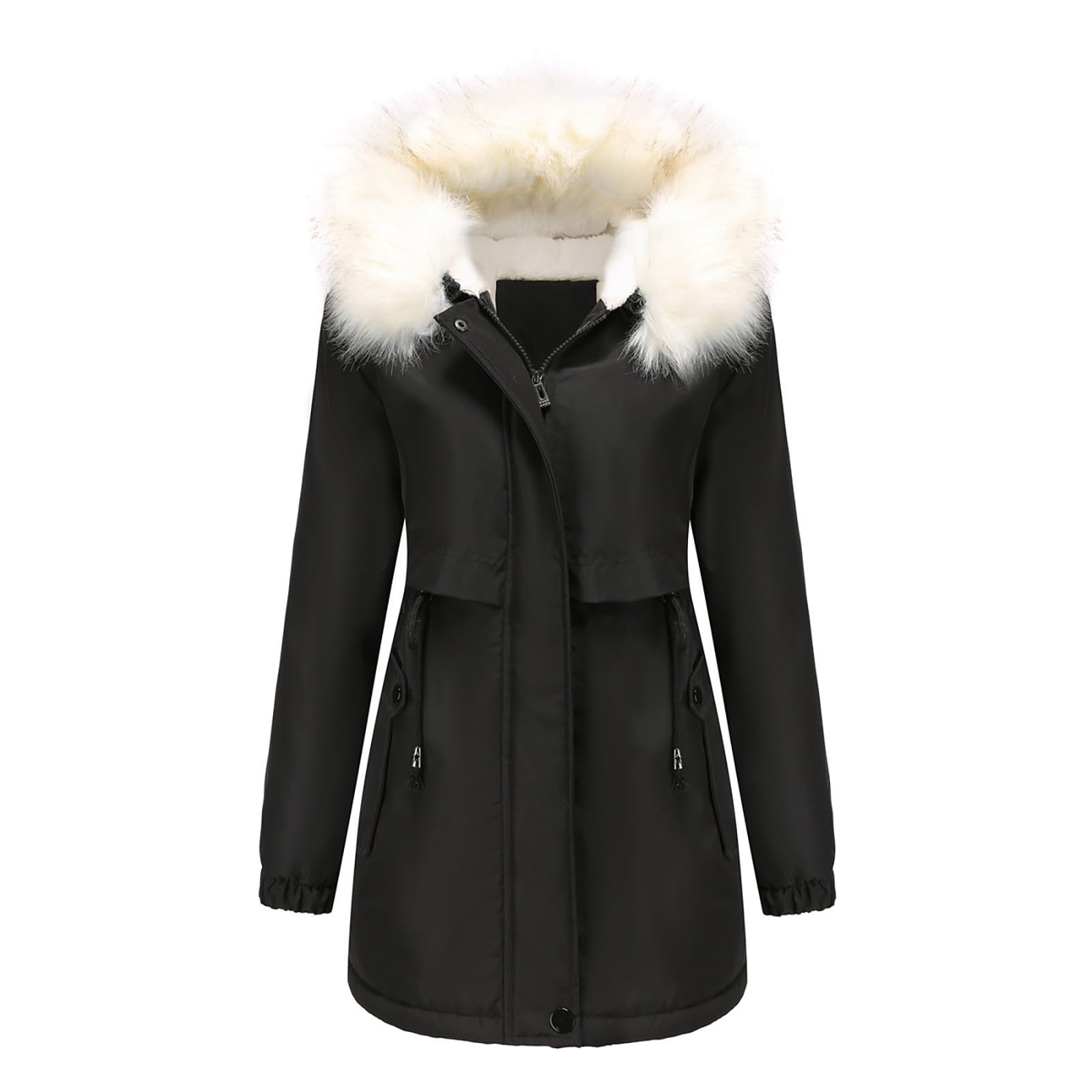 Cocila Chaqueta Americana De Lana Mujer Chaqueta Acolchada de Invierno para Mujer con Cuello Mullido Abrigo de Invierno Suelto Abrigo Mujer De Lana Chaqueta De Invierno Abrigo Largo Terciopelo