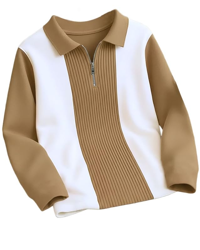 T-Shirt for Men Zip Neck Texture Self Design Cotton Blend Mens Ts...