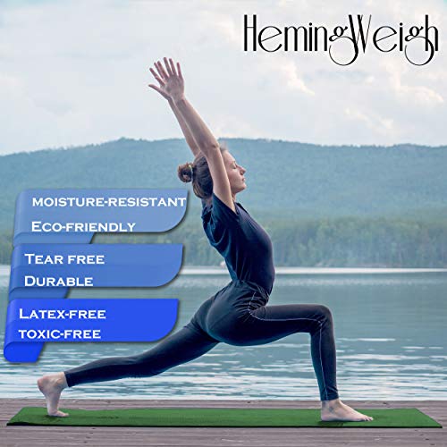 HemingWeigh Extra Thick High Density Exercise Yoga Mat with Carrying Strap for Exercise, Yoga and Pilates (Green 1/2 inch) - Thumbnail 5