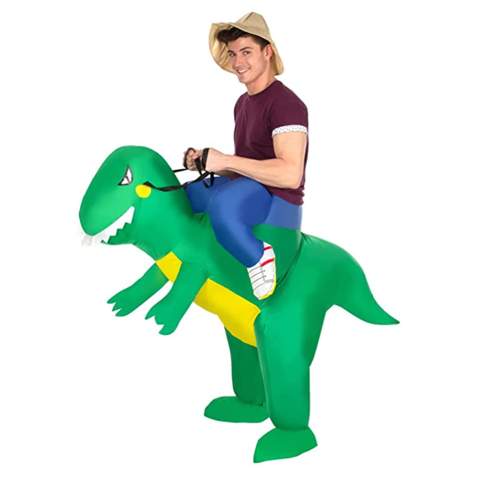 MORPH Costumes Premium Disfraz Dinosaurio Hinchable Adulto con Bolsillo T Rex,Disfraz Hinchable Adulto, Disfraces Inflables Dinosaurios Hombre y Mujer, Disfraz Carnaval AdultoTalla Única