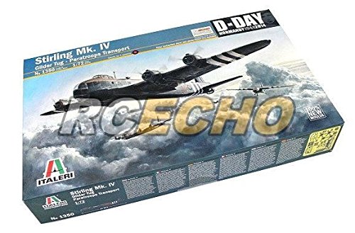 RCECHO® ITALERI Aircraft Model 1/72 Stirling Mk. IV Glider Tug Paratroops 1350 T1350 with 174; Full Version Apps Edition