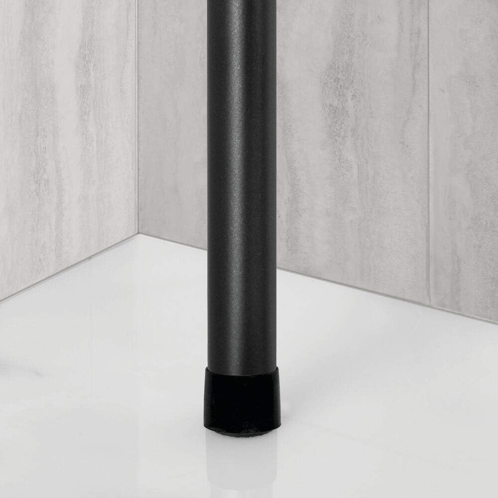mDesign Bathroom Shower Storage Constant Tension Corner Pole Caddy - Adjustable Height, 4 Positionable Baskets - for Organizing and Containing Hand Soap, Body Wash, Wash Cloths, Razors - Matte Black