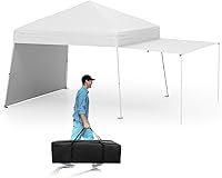 Vista 12 de Tangkula Toldo desplegable de 10 x 10 pies con toldos dobles, tienda de campaña para exteriores con bloqueo central, 16 estacas, 12 cuerdas, bolsa