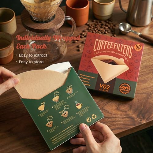 Image of 300Pcs Coffee Filters #2, Disposable Unbleached V60 Coffee Filter 2-4 Cup