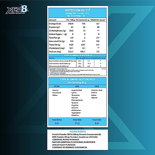 Image of XLR8 Classic Whey Protein Powder, 24 g Protein, 5.5 BCAA, No Maltodextrin (907 g Malai Kulfi)