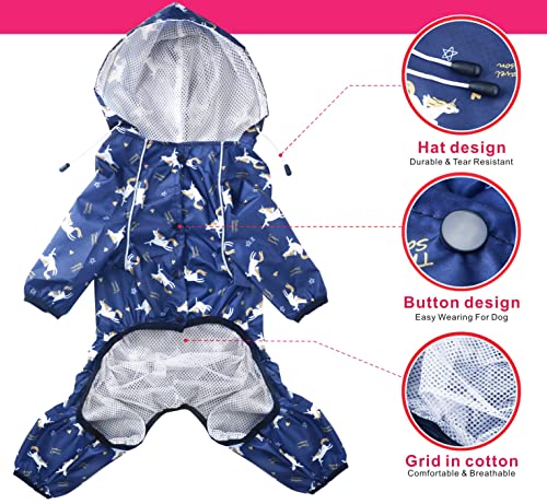 Idepet Regenmantel für Hunde Regenjacke Hund Winddicht Wasserdicht Hundamantel mit Kapuze für kleine und mittelgroße Hunde Regenschutz