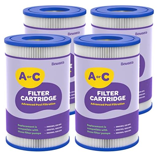 SPRODUCE Type A or C Filter Cartridge [Set of 4] Replacement Cartridge Pool Filters for INTEX Cartridge Filter Pump Models #28633EG, 28603EG, 28635EG - Type A/C Pool Filter for Above Ground Pools.