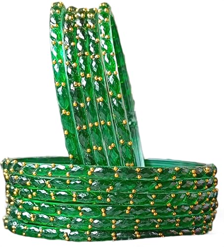 Image of JPS Plain and Glossy Finished Raindrop Glass Bangles Set for Women & Girls | Traditional Ethnic Chudi for Wedding, Party & Regular- Set of 12 Pcs of One Colour | Wedding Special