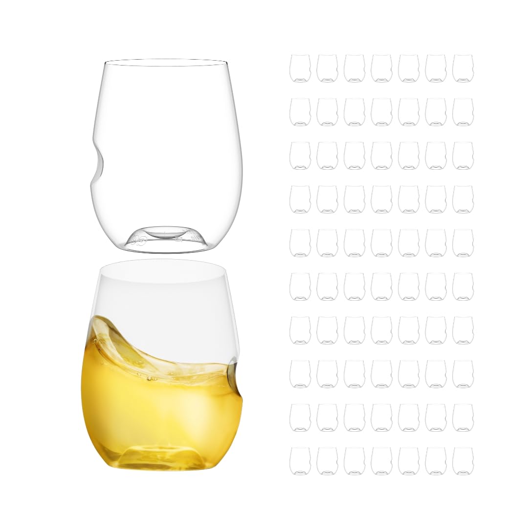 Unbreakable Stemless Wine Glass – Set of 72, 12oz, Dishwasher Safe, BPA-free Tritan, Clear Stemless White Wine Glasses, Shatterproof for Indoor,