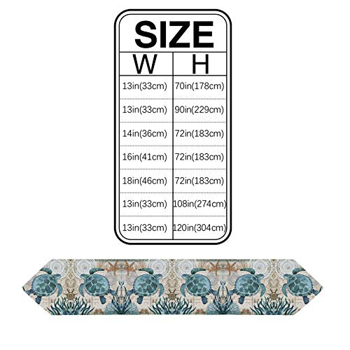Vandarllin Cotton Linen Table Runner Dresser Scarves Sea Turtle Ocean Animal Nautical Themed&Retro Non-Slip Burlap Rectangle Table Setting Decor For Wedding Party Holiday Dinner Home, (13X70 Inches) #TOP4