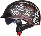 Motorradhelm Jethelm Cromwell Retro Halbhelme ECE Zertifiziert Brain-Cap · Halbschale Jet-Helm Motorrad-Helm Roller-Helm Schnellverschluss Schwarz-Matt Mit Sonnenblende 2,XXL