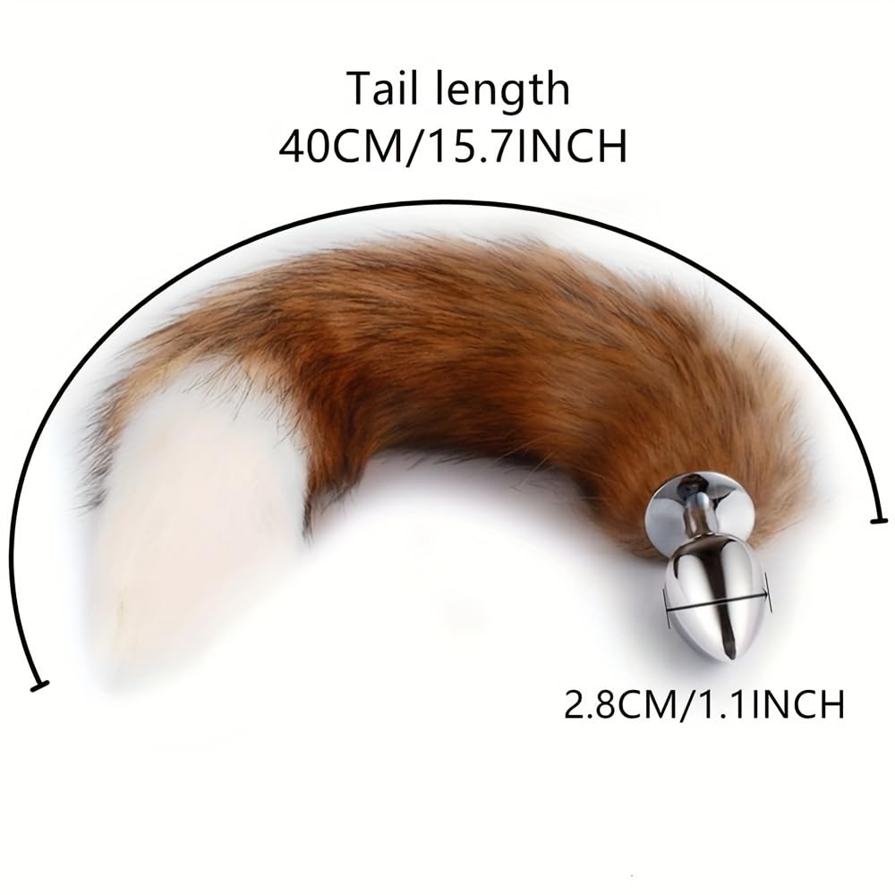 Fox Costume Set for Adults: Sexy Faux Fur Fox Tail Plug, Ears Headband, and Adjustable Hairband – Perfect for Cosplay, Roleplay, and Fancy Dress