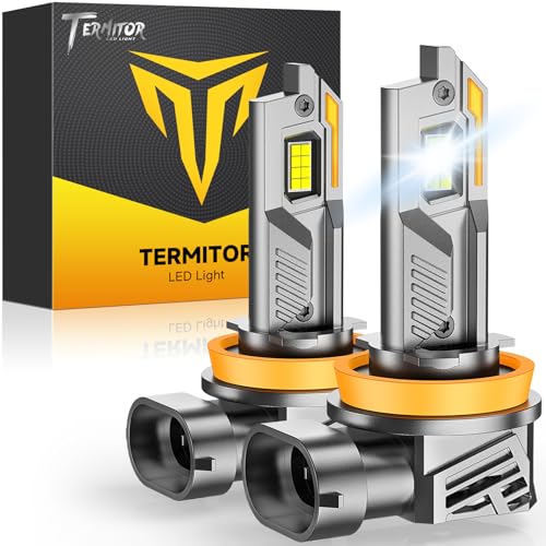 Termitor H11/H9/H8 Light Bulbs, 50,000LM 10X Super Brighter with Turbo Cooling Fan, 6500K Cool White H11/H9 Fog Light Bulbs and Off-Road Lights, IP68 Waterproof, 5 Mins Plug-N-Play, Pack of 2