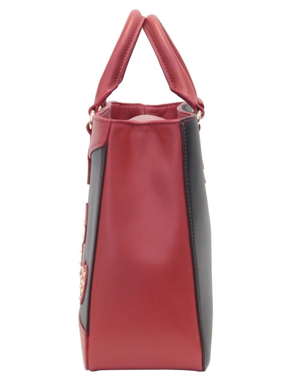 MOSCHINO Love Women's Heart & Peace Patch Black/Red Satchel Handbag